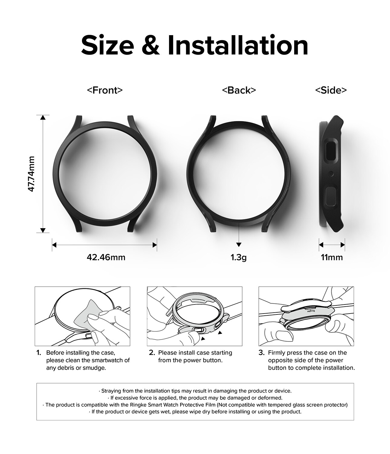 Coque Slim (2 pièces) Samsung Galaxy Watch 6 40mm Matte Black & Clear