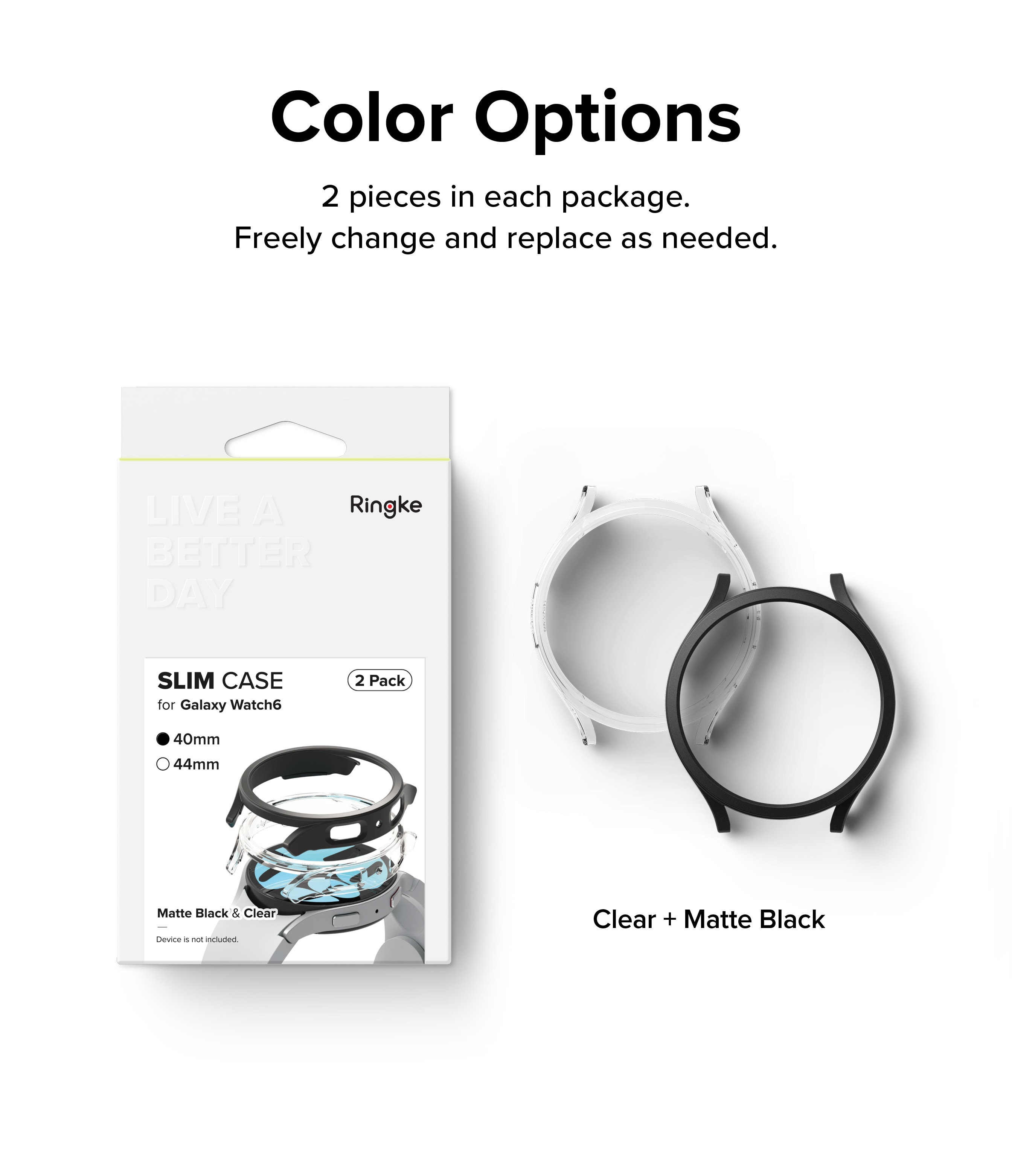 Coque Slim (2 pièces) Samsung Galaxy Watch 6 40mm, Multi-couleur / motif