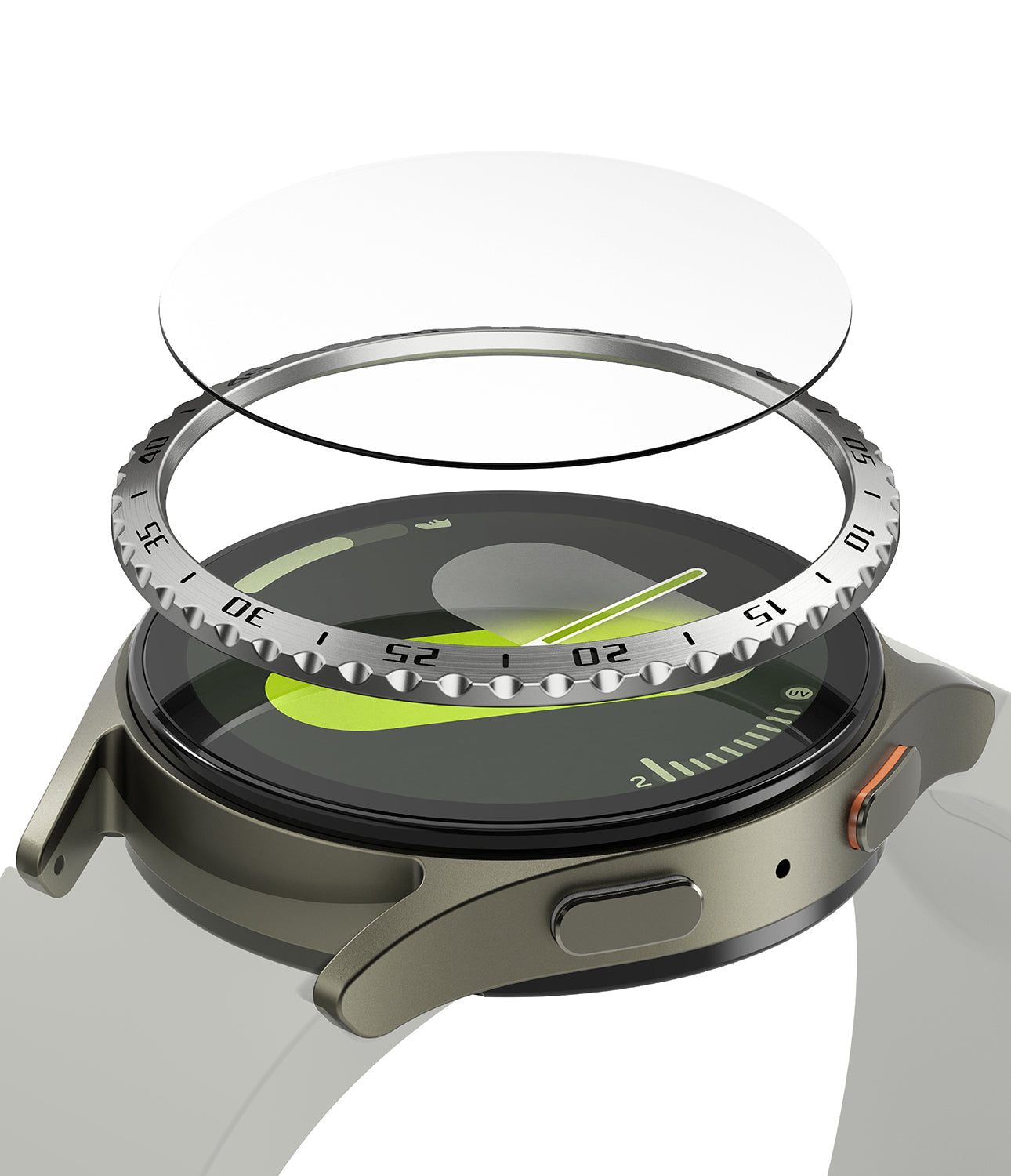 Bezel Styling + Glass Combo Samsung Galaxy Watch 7 44mm, Argent