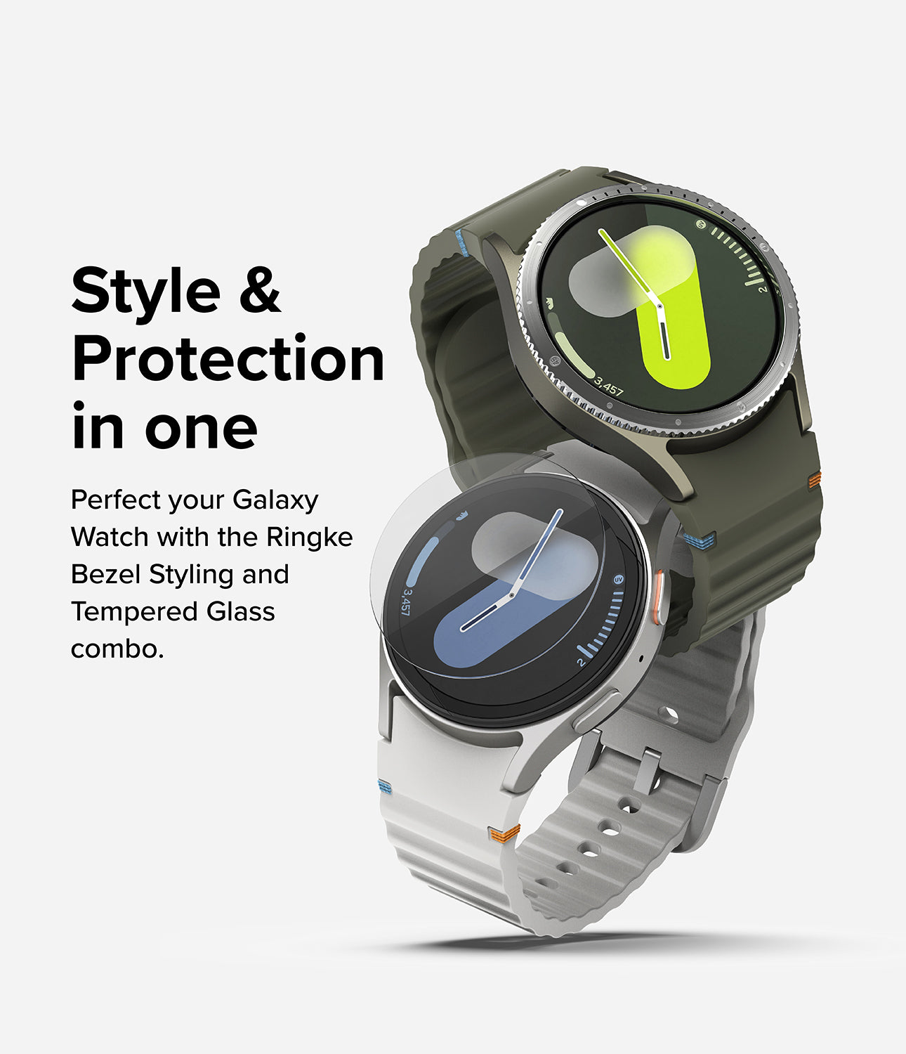 Bezel Styling + Glass Combo Samsung Galaxy Watch 7 44mm, Glossy Silver