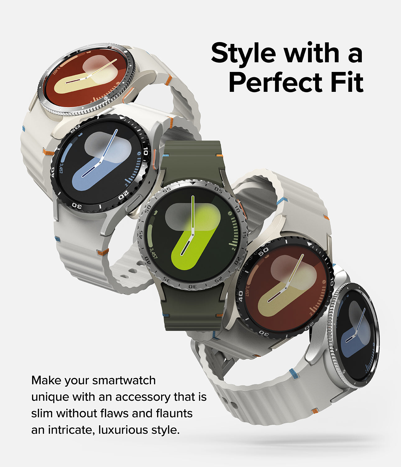 Bezel Styling + Glass Combo Samsung Galaxy Watch 7 44mm, Glossy Silver