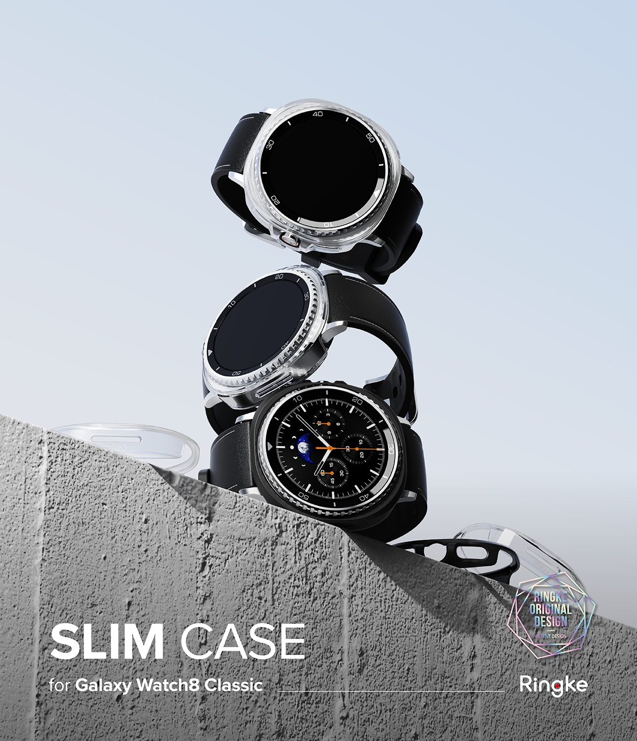 Coque Slim (2 pièces) Samsung Galaxy Watch 8 Classic, Matte Black & Clear