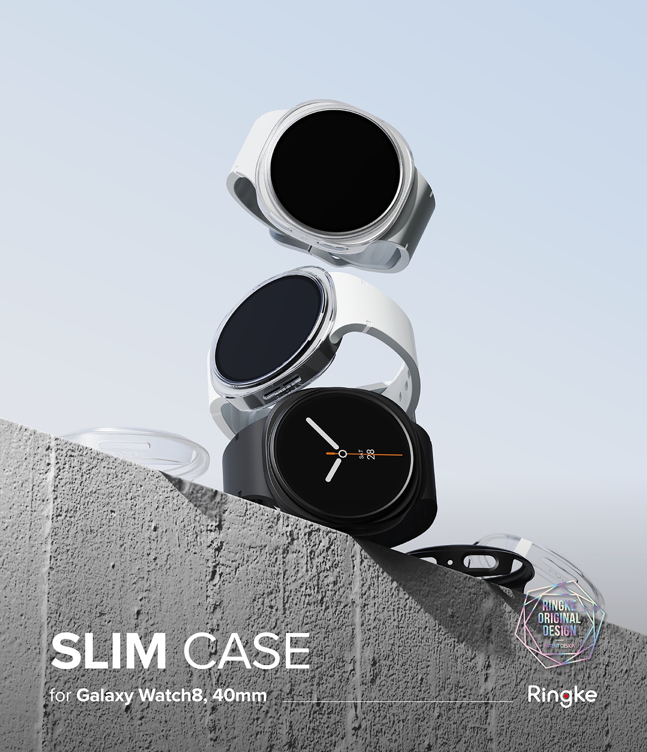 Coque Slim (2 pièces) Samsung Galaxy Watch 8 40mm, Matte Black & Clear
