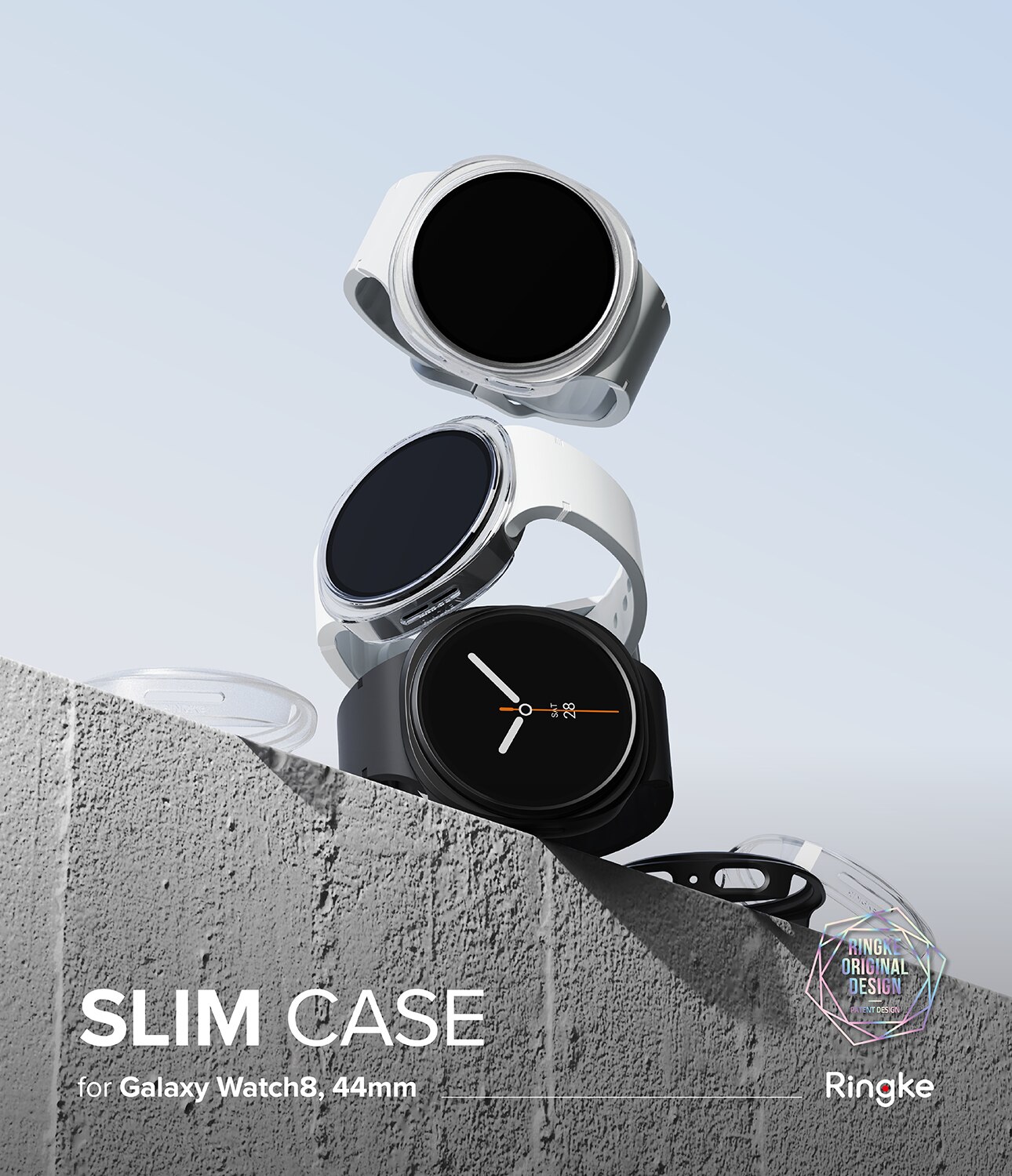 Coque Slim (2 pièces) Samsung Galaxy Watch 8 44mm, Matte Black & Clear