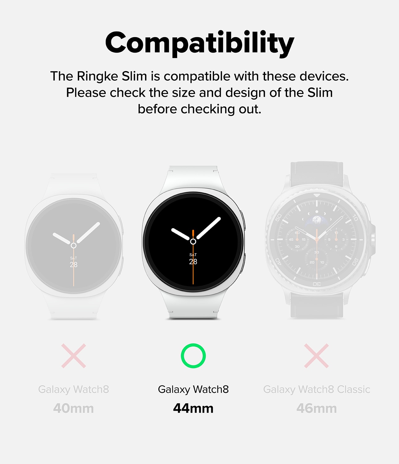 Coque Slim (2 pièces) Samsung Galaxy Watch 8 44mm, Matte Black & Clear