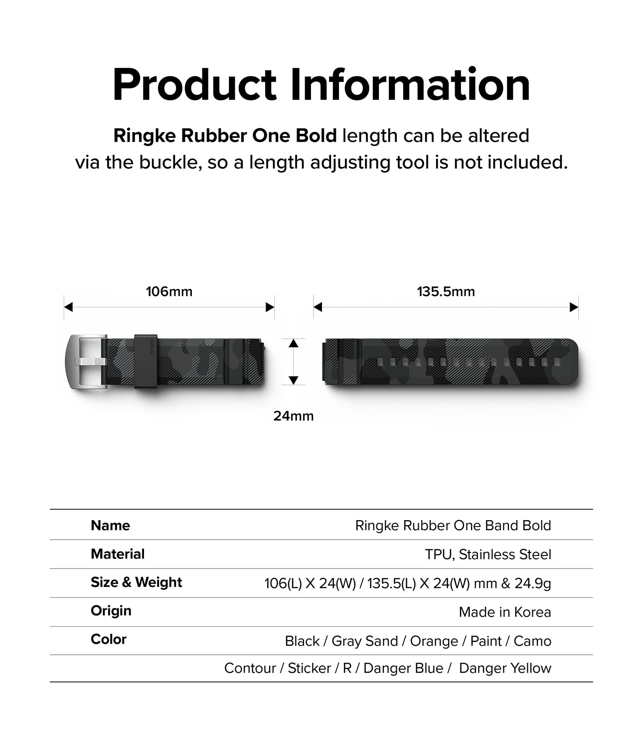 Rubber One Bold Band 20mm Lug Width, Camo