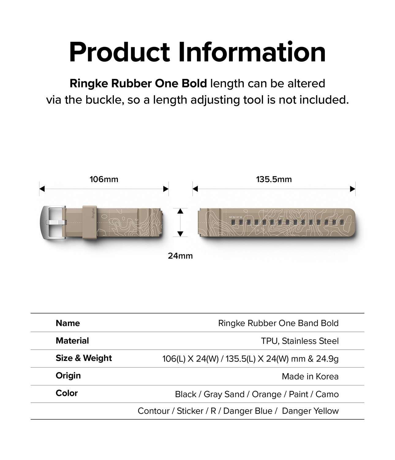 Rubber One Bold Band 20mm Lug Width, Contour