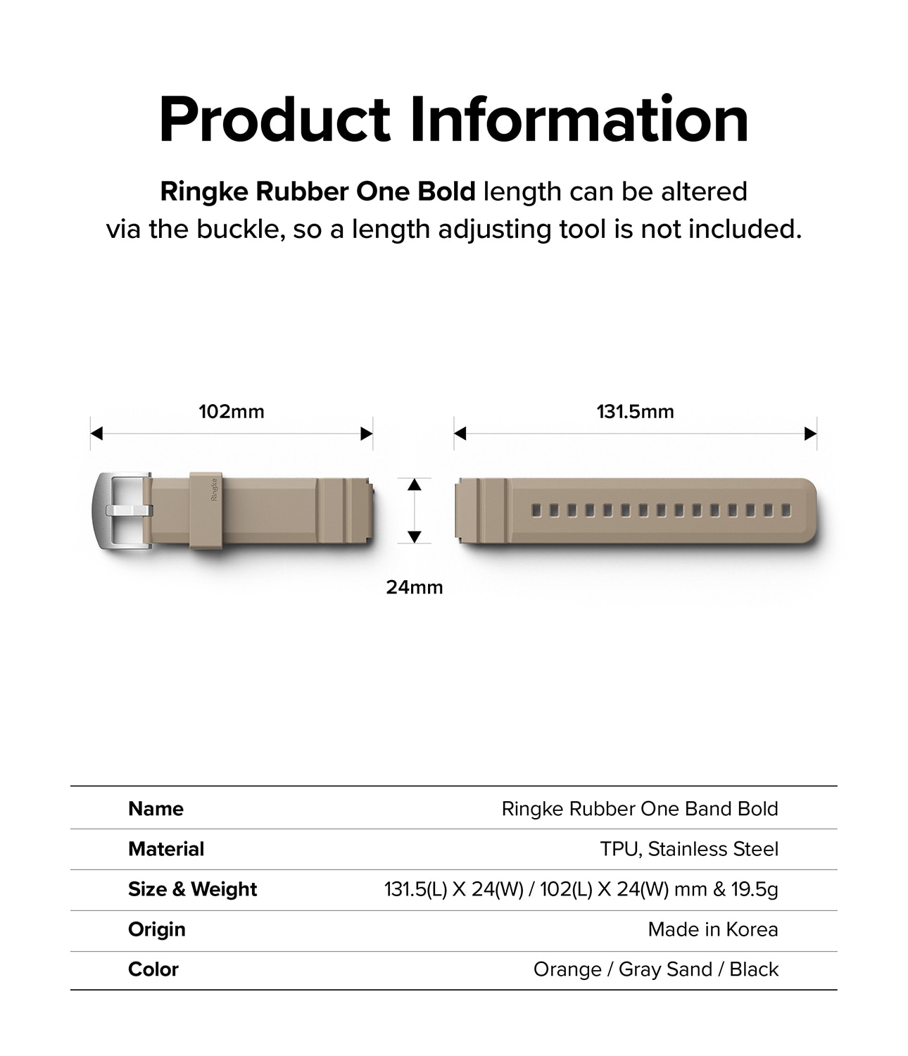 Rubber One Bold Band Withings ScanWatch 2 42mm, Gray Sand