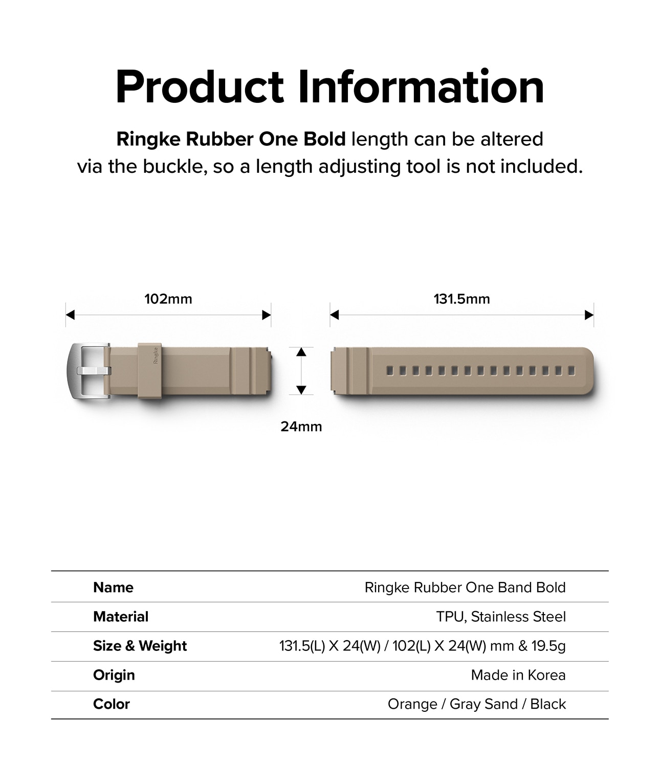 Rubber One Bold Band Garmin Vivomove Style, Gray Sand