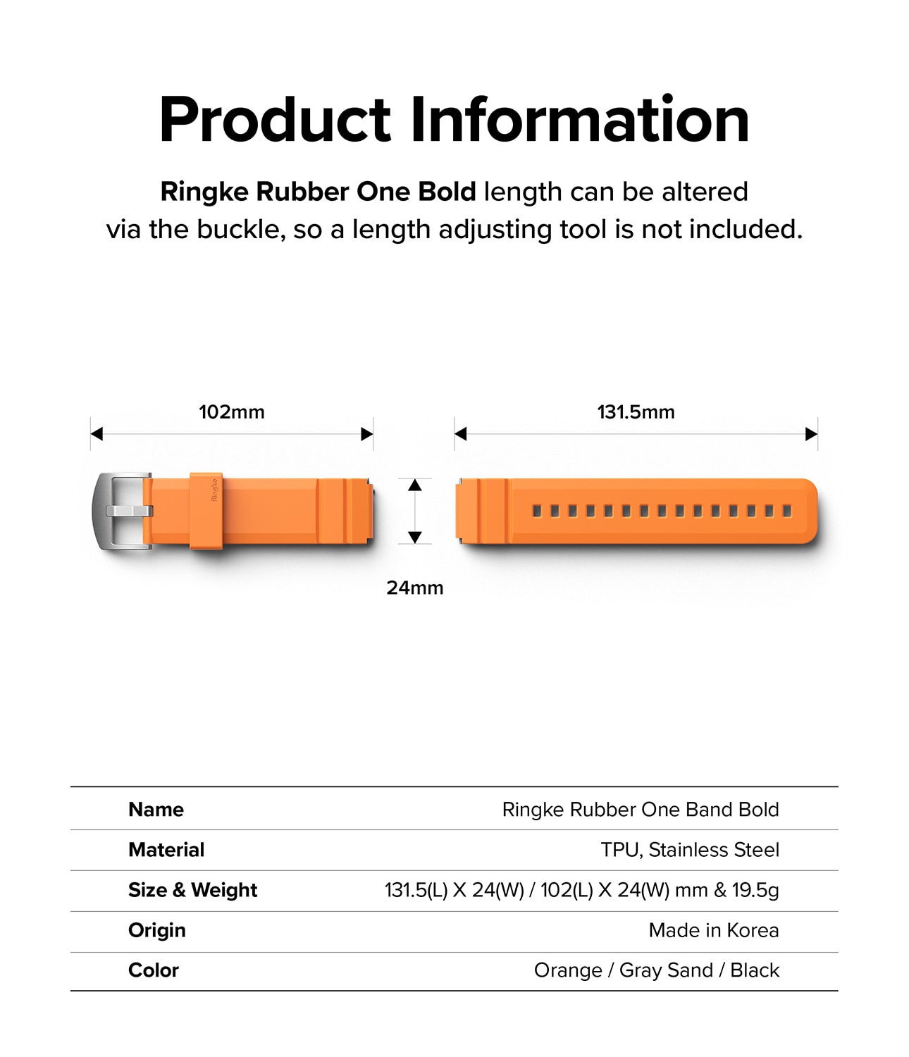 Rubber One Bold Band Samsung Galaxy Watch 4 44mm, Orange