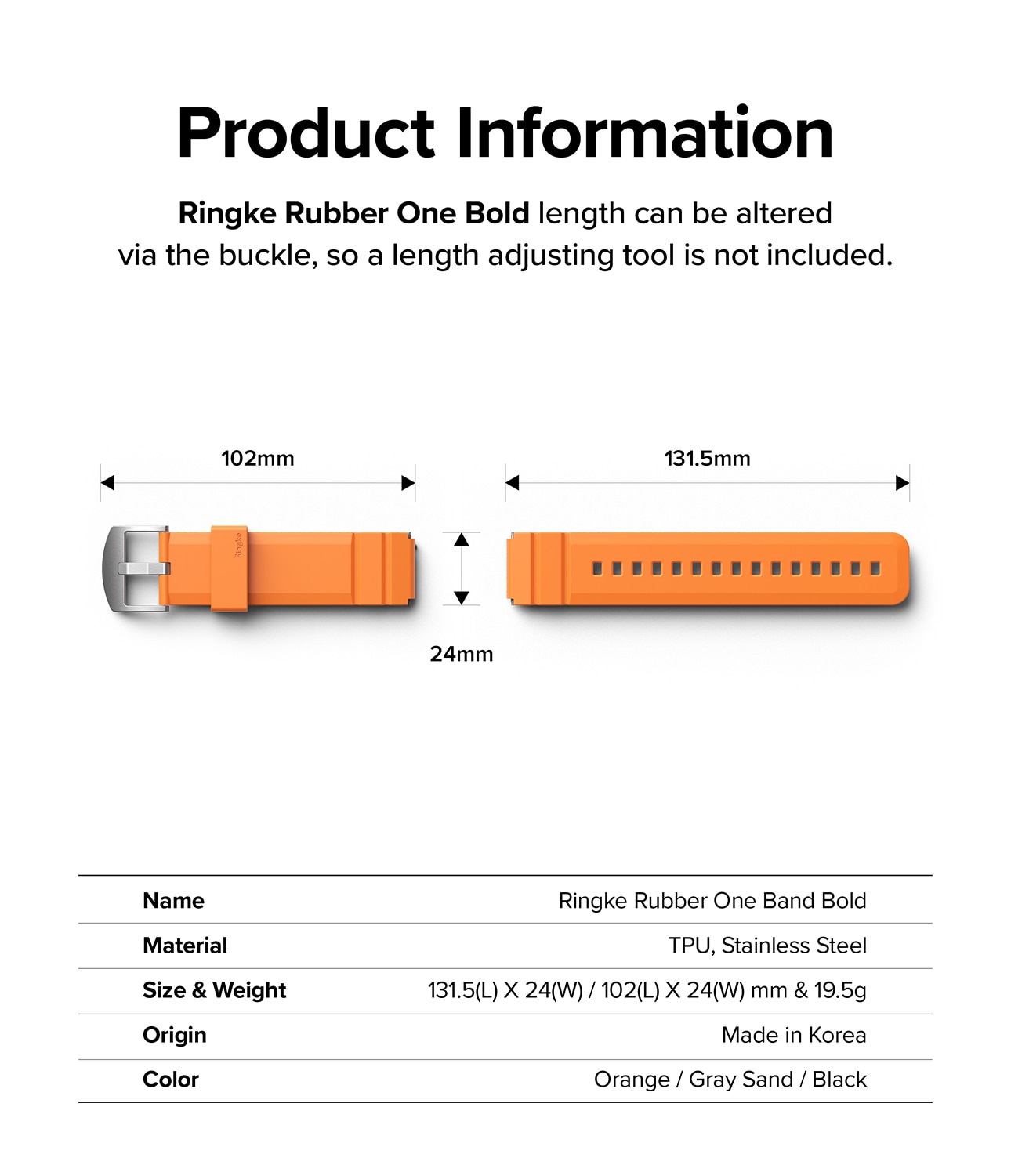 Rubber One Bold Band Samsung Galaxy Watch 5 Pro 45mm, Orange