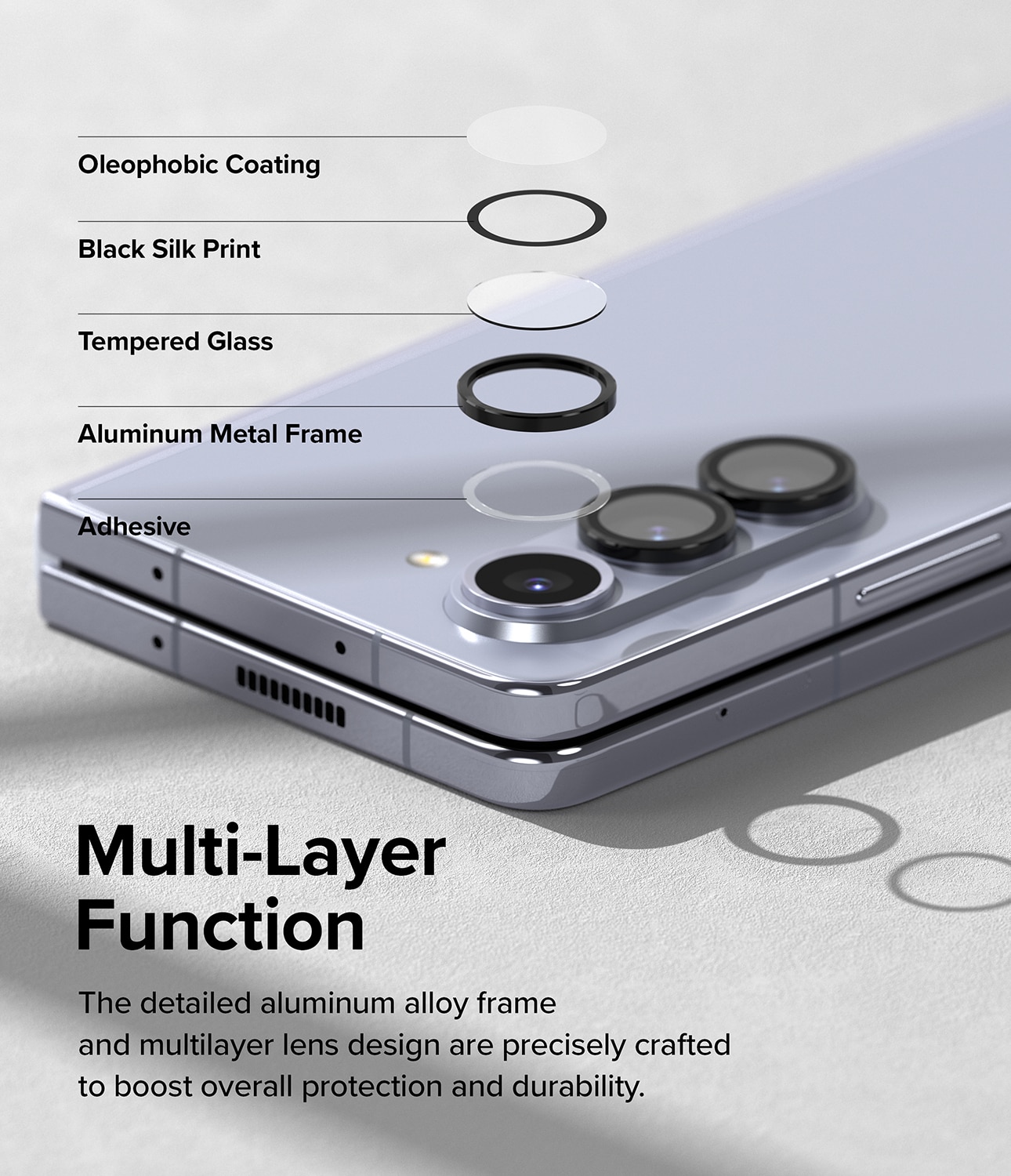 Camera Lens Frame Glass Samsung Galaxy Z Fold 5 Noir