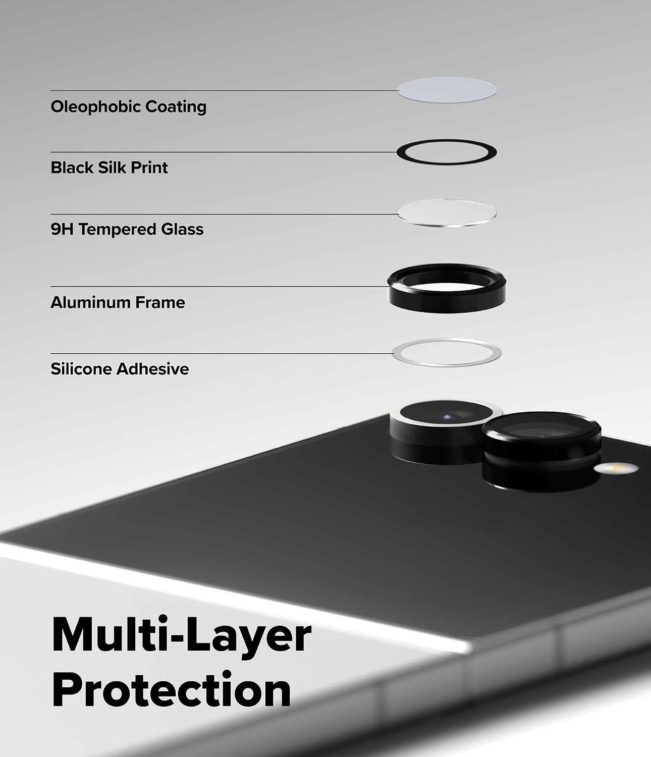 Camera Lens Frame Glass (2 pièces) Samsung Galaxy Z Flip 7 Black