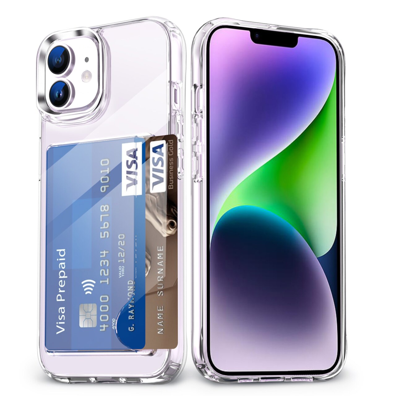 Coque hybride à cartes iPhone 11, Transparent