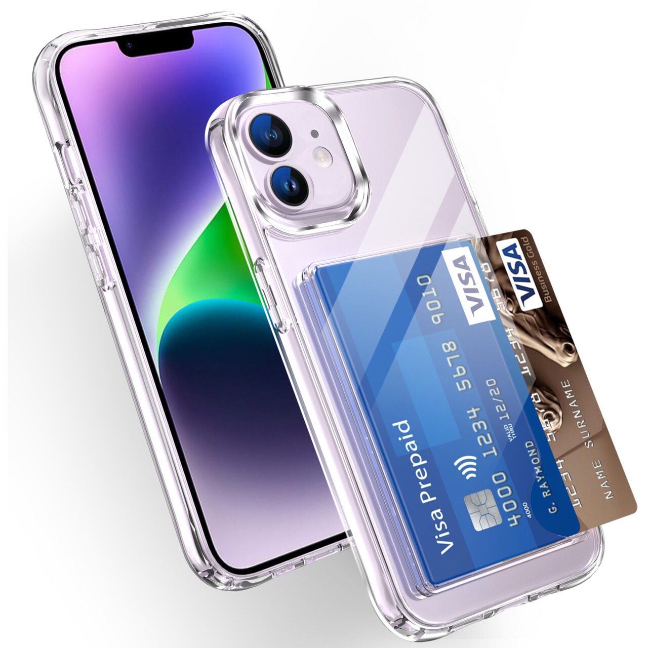 Coque hybride à cartes iPhone 11, Transparent
