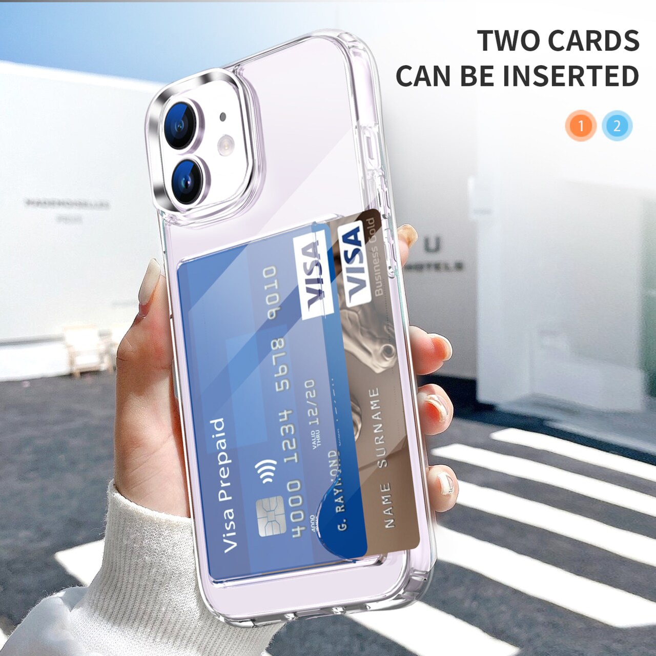 Coque hybride à cartes iPhone 11, Transparent