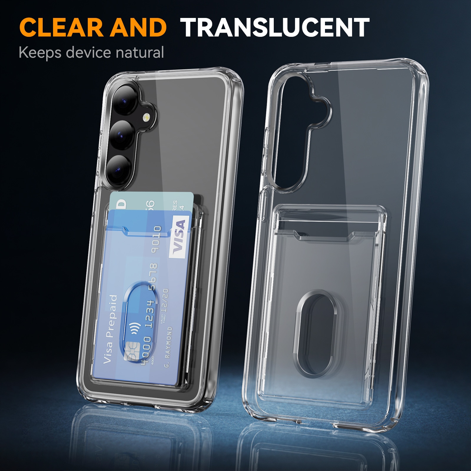 Coque hybride à cartes Samsung Galaxy S24 Plus, transparent