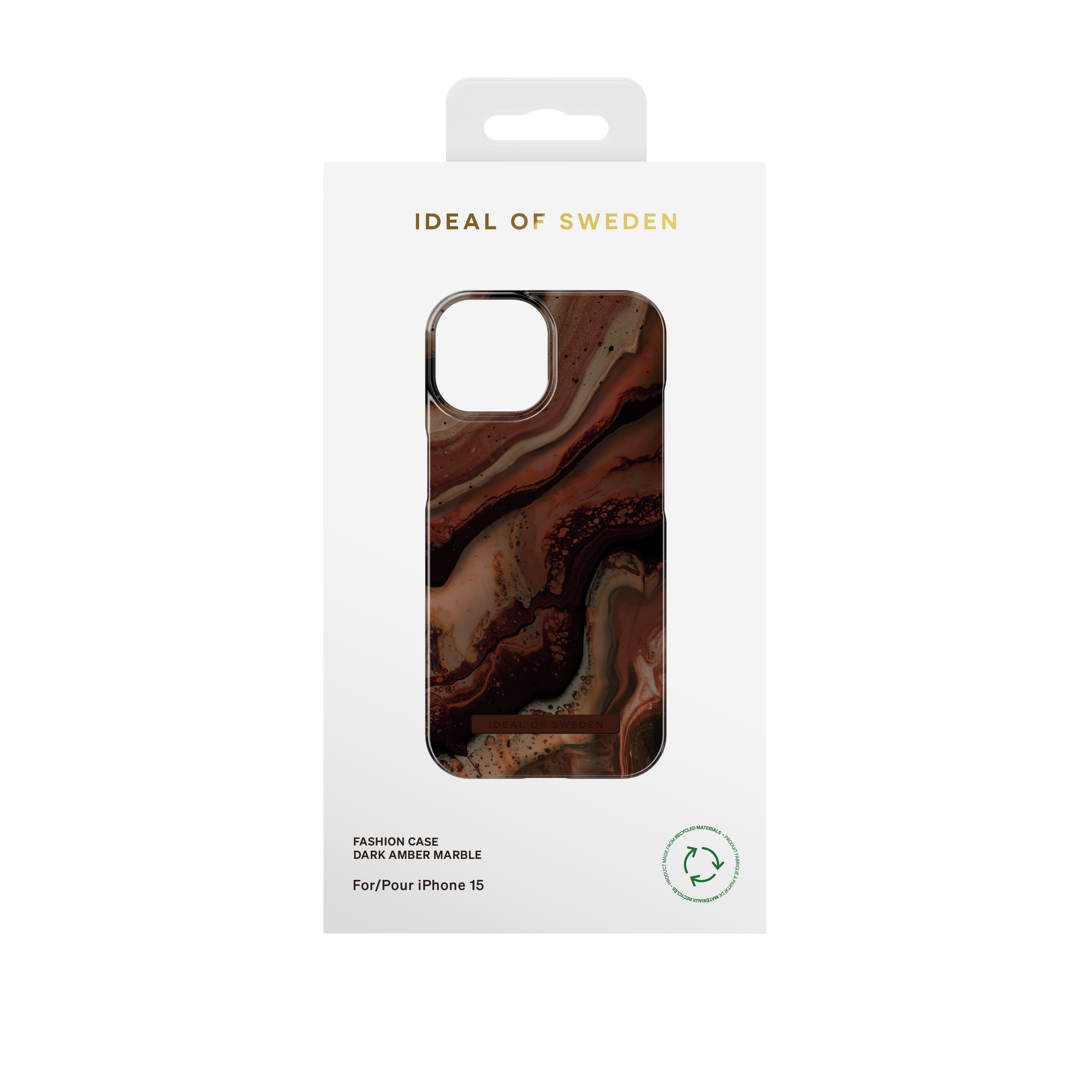 Coque Fashion Case iPhone 15, Dark Amber Marble