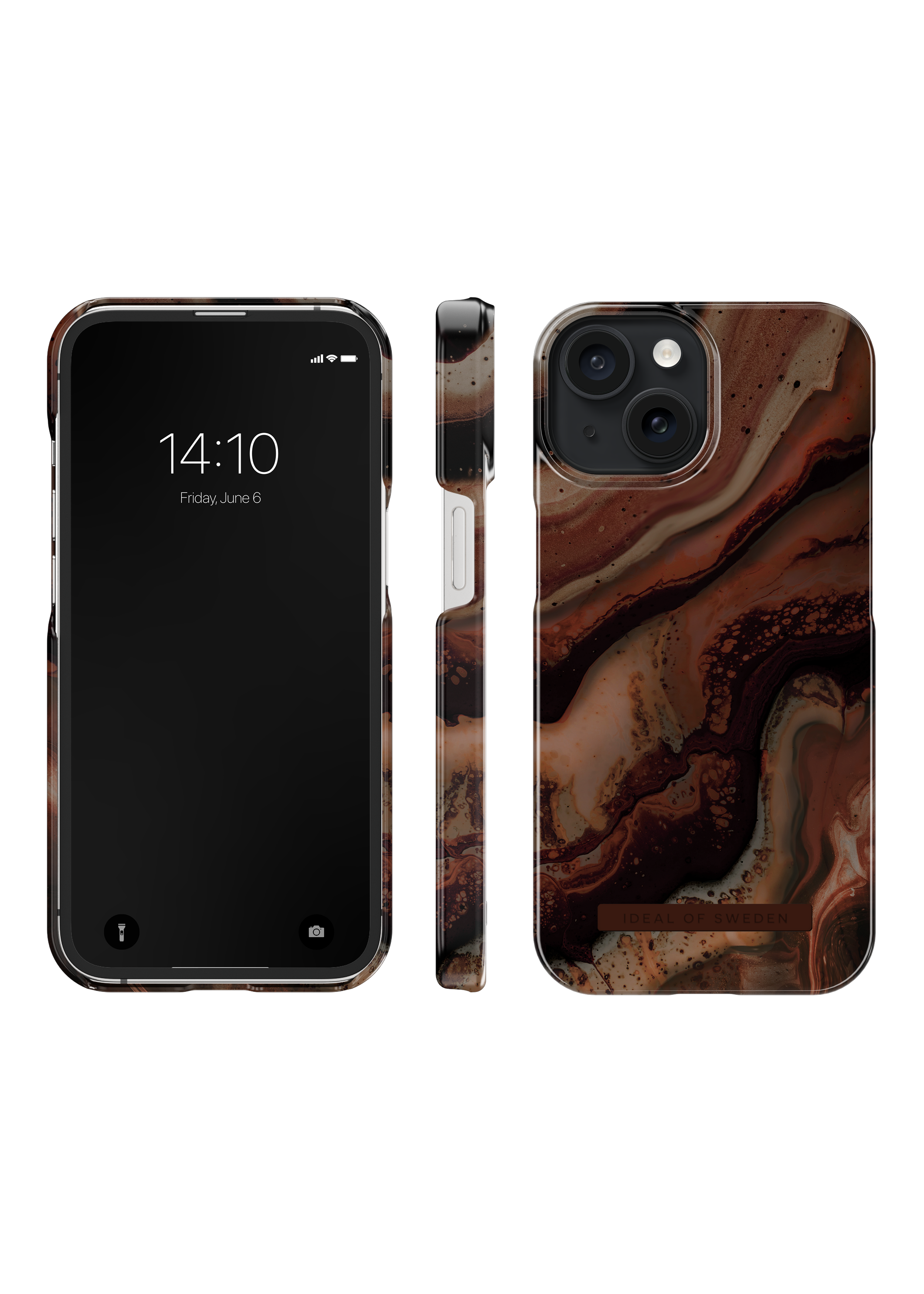 Coque Fashion Case iPhone 15, Dark Amber Marble