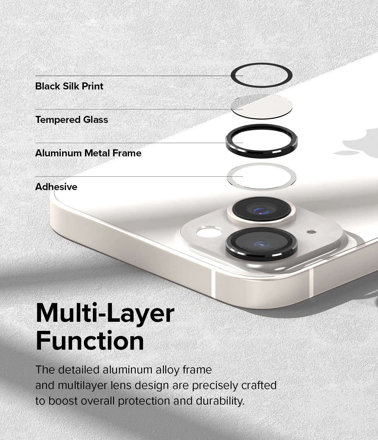 Camera Lens Frame Glass iPhone 14 Noir