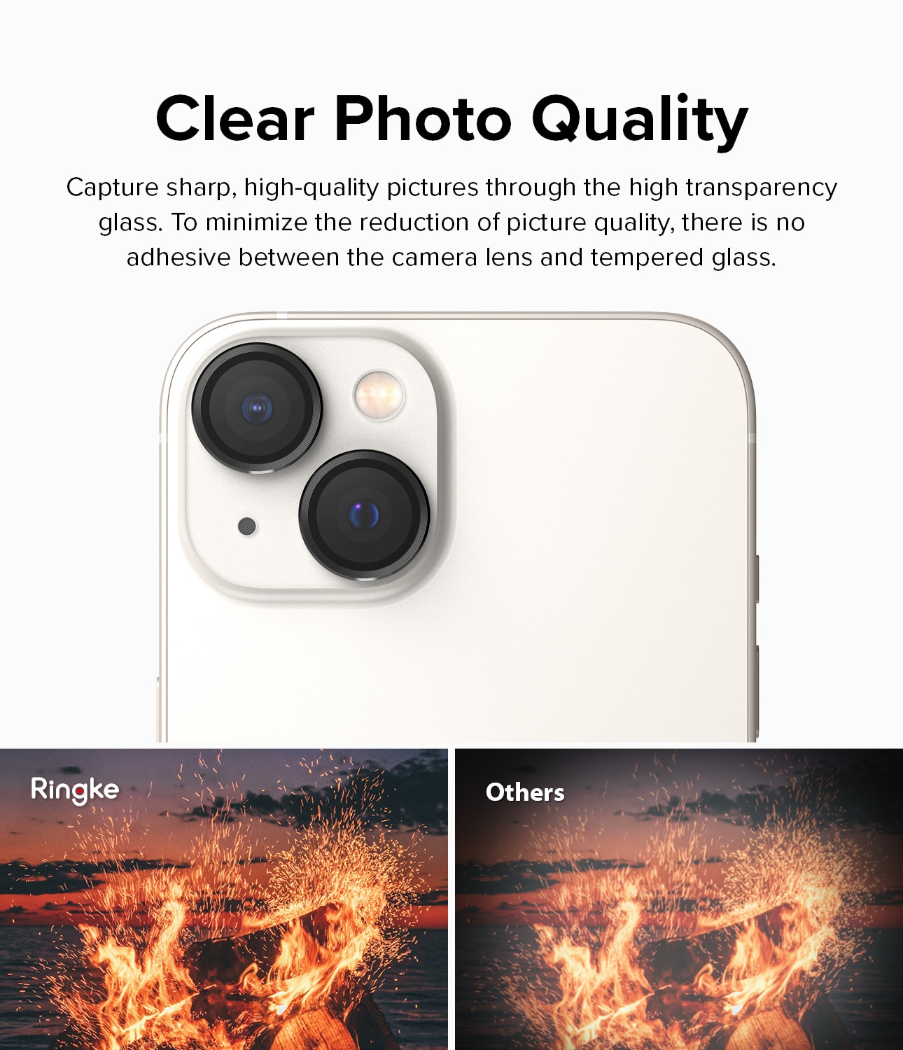 Camera Lens Frame Glass iPhone 14 Noir
