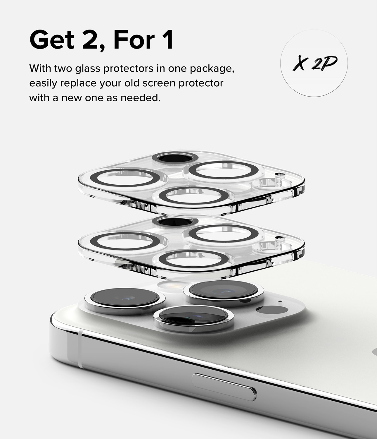 Camera Protector Glass (2 pièces) iPhone 15 Pro Max Transparent
