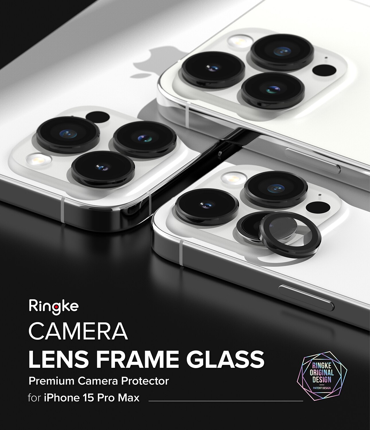 Camera Lens Frame Glass iPhone 15 Pro Max Noir