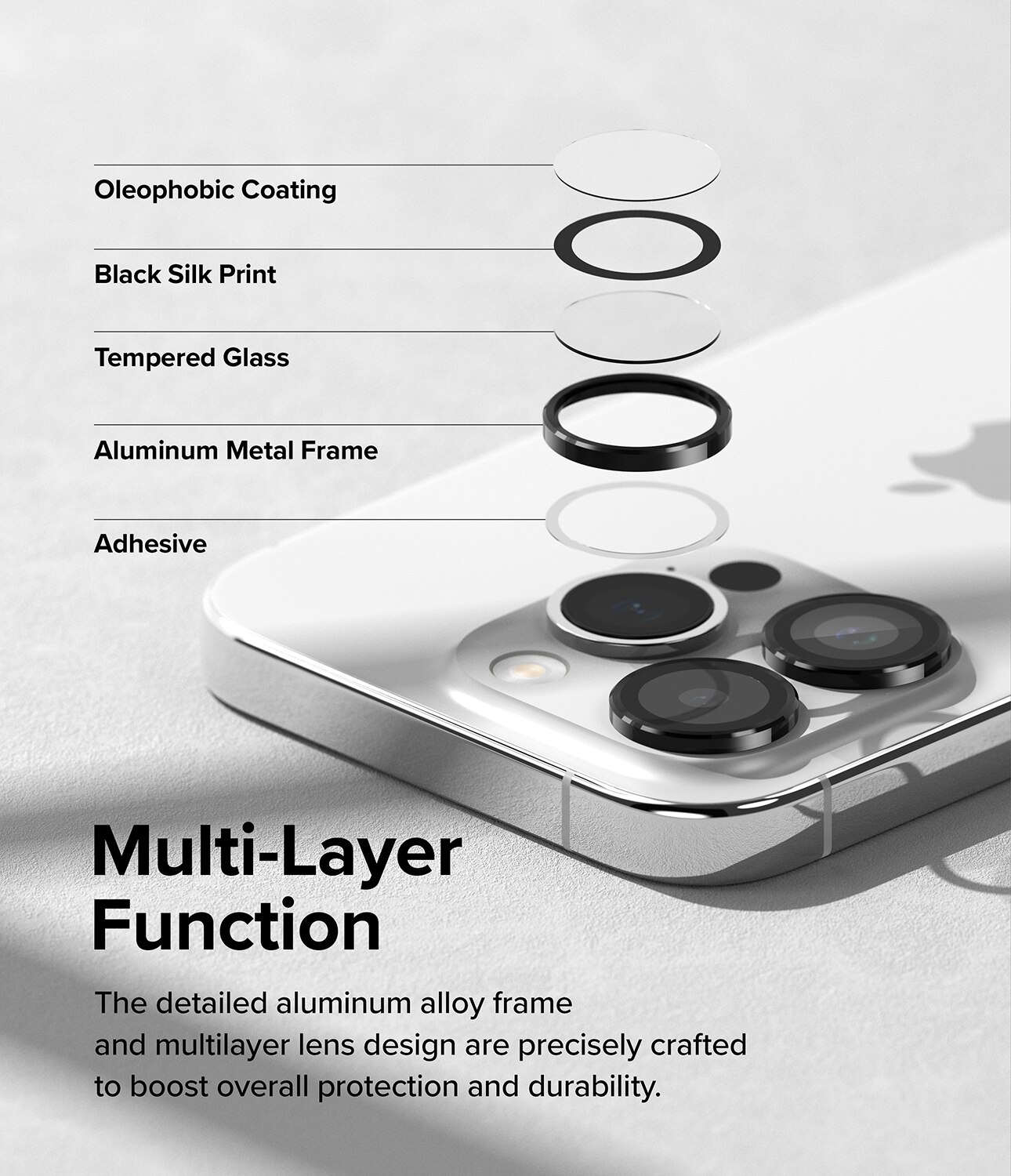 Camera Lens Frame Glass iPhone 15 Pro Max Noir