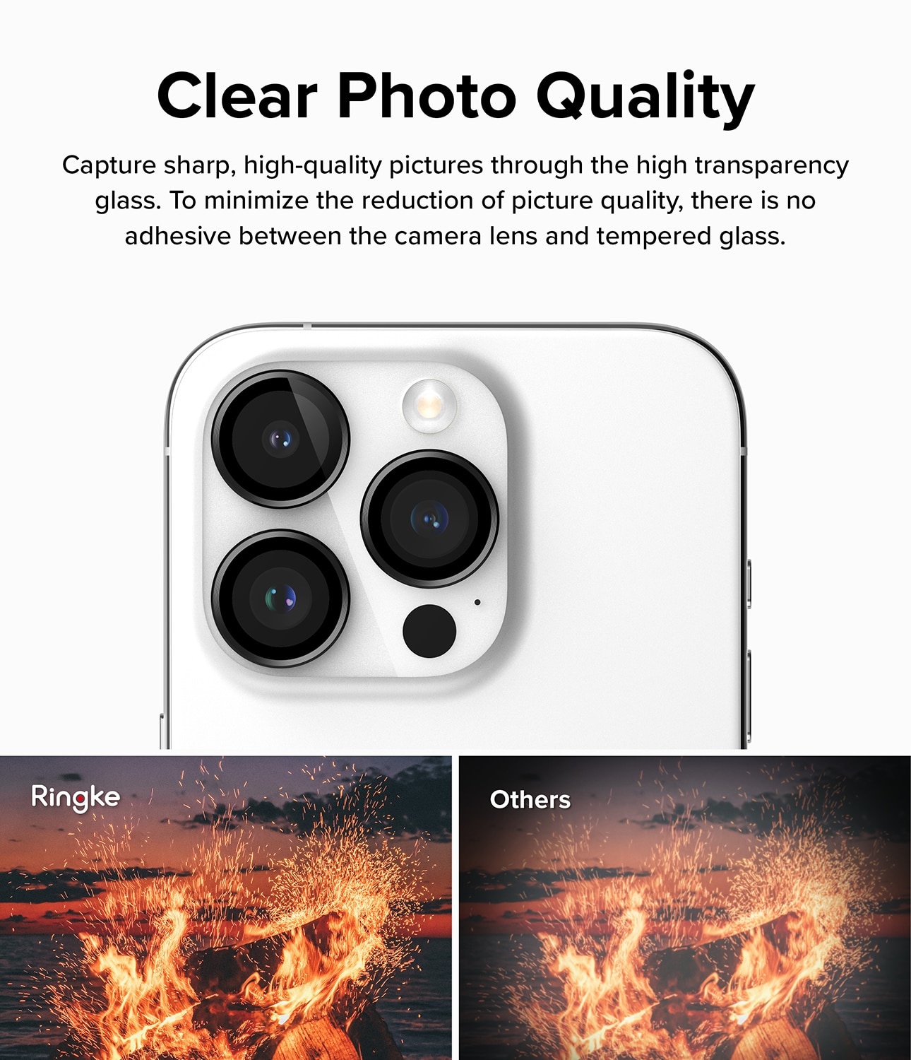 Camera Lens Frame Glass iPhone 15 Pro Max Noir