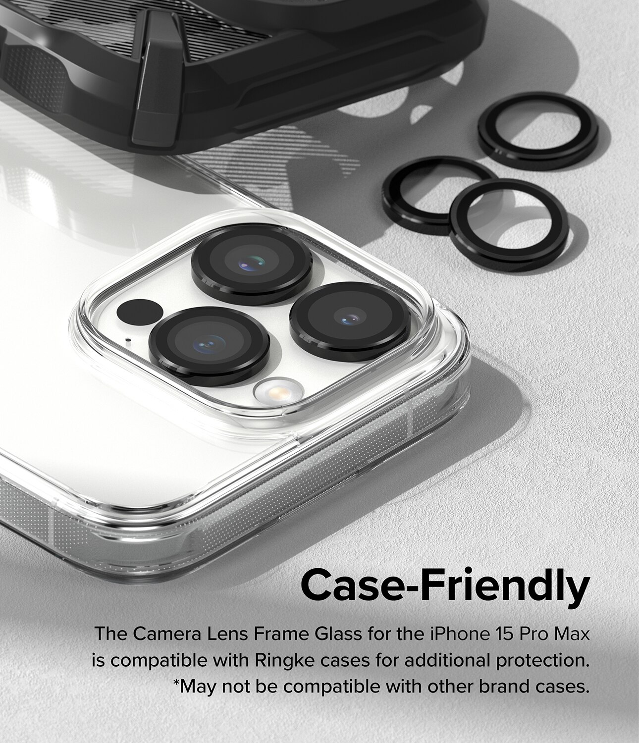 Camera Lens Frame Glass iPhone 15 Pro Max Noir