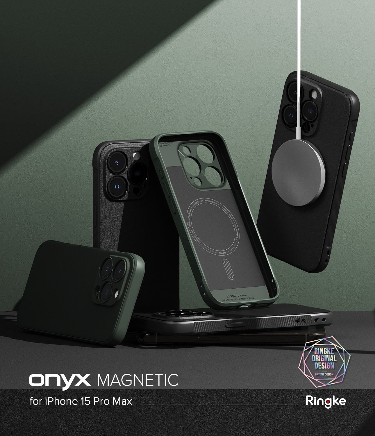 Coque Onyx Magnetic iPhone 15 Pro Max, Dark Green