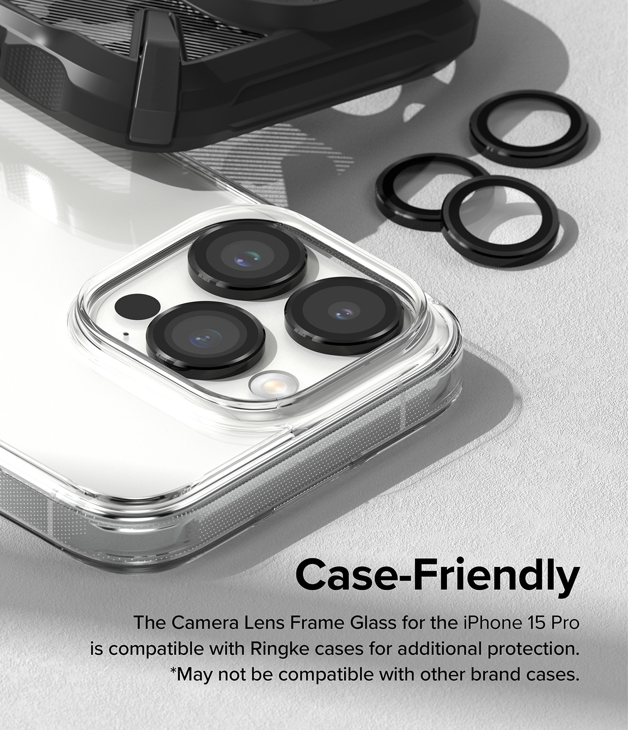 Camera Lens Frame Glass iPhone 15 Pro Noir