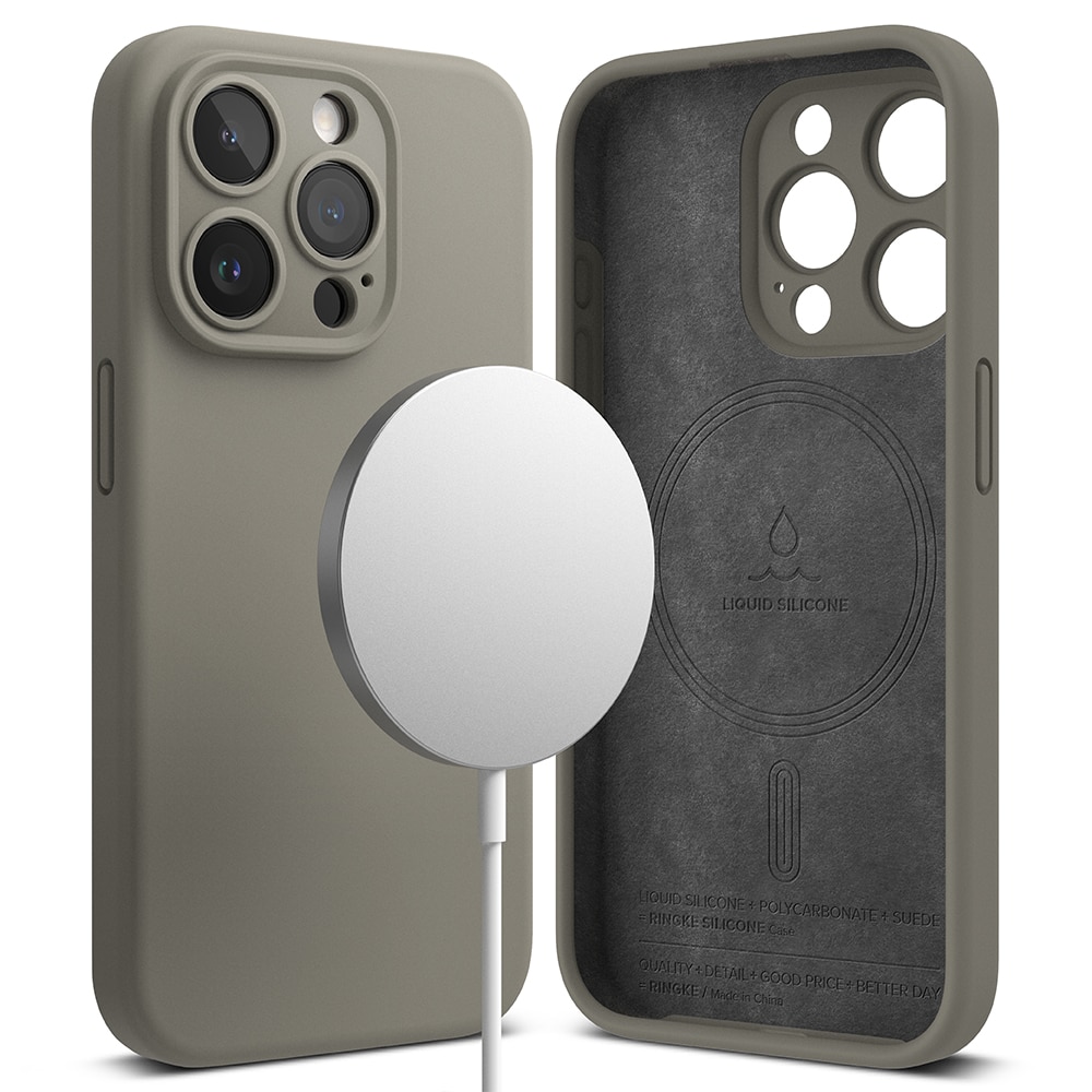 Silicone Magnetic Coque iPhone 15 Pro Gris