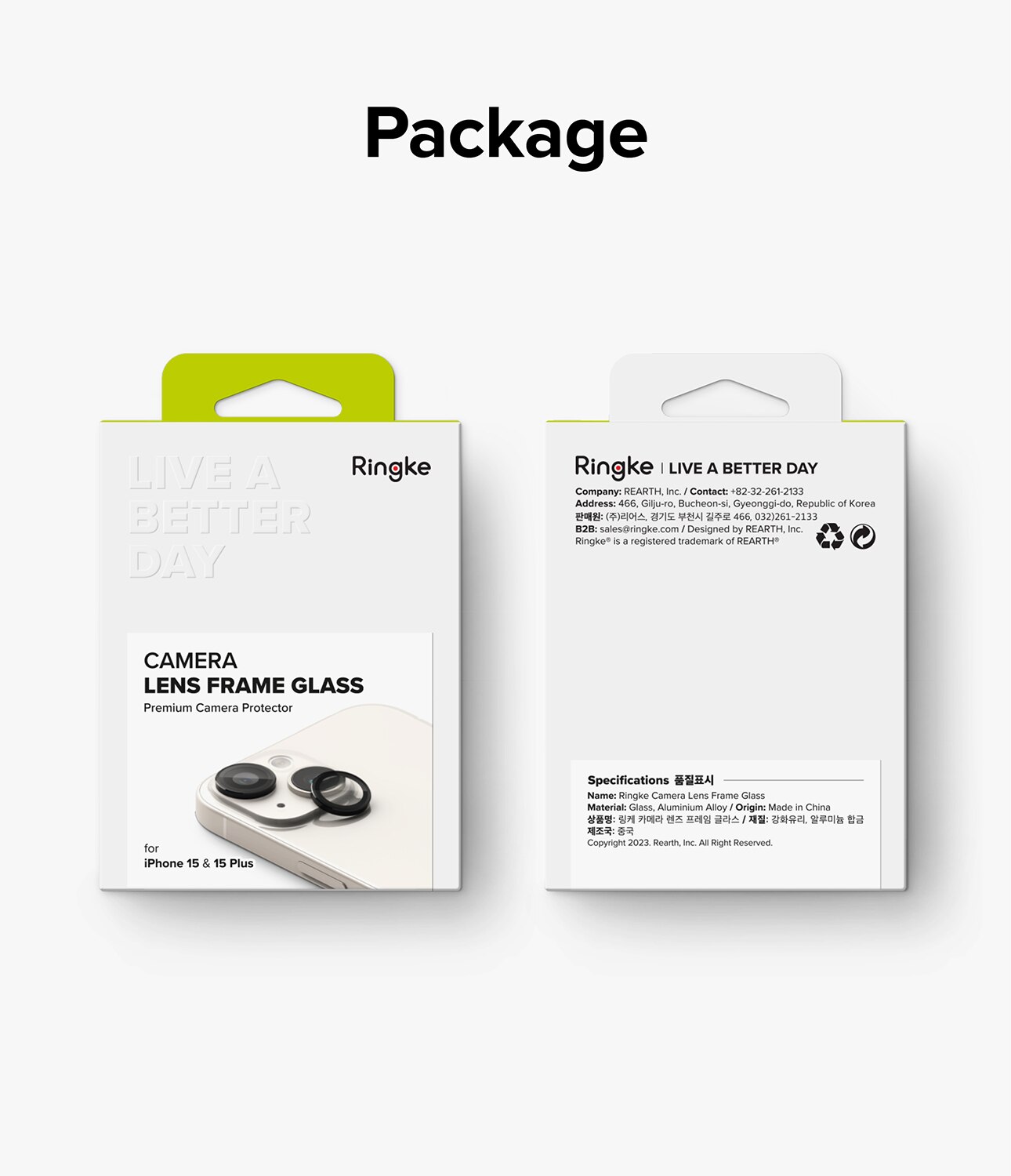 Camera Lens Frame Glass iPhone 15 Plus Noir