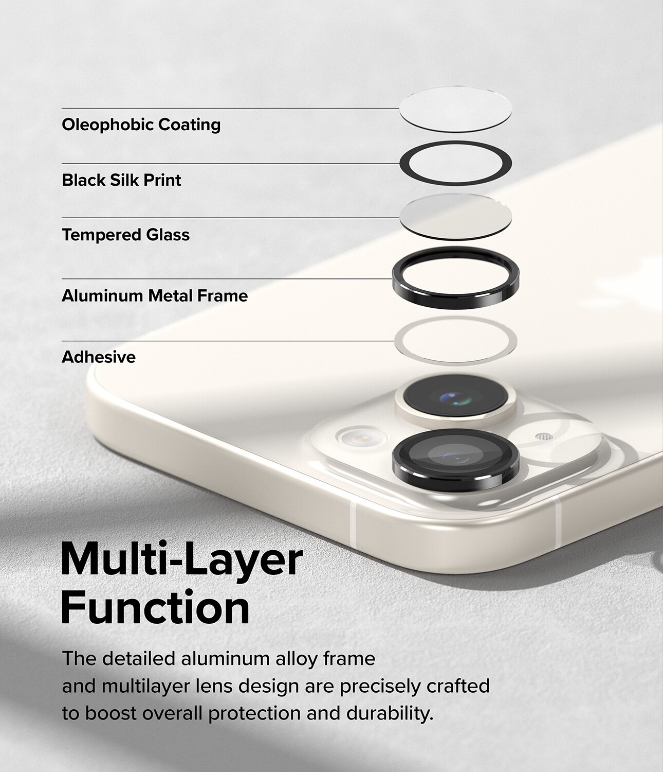 Camera Lens Frame Glass iPhone 15 Plus Noir