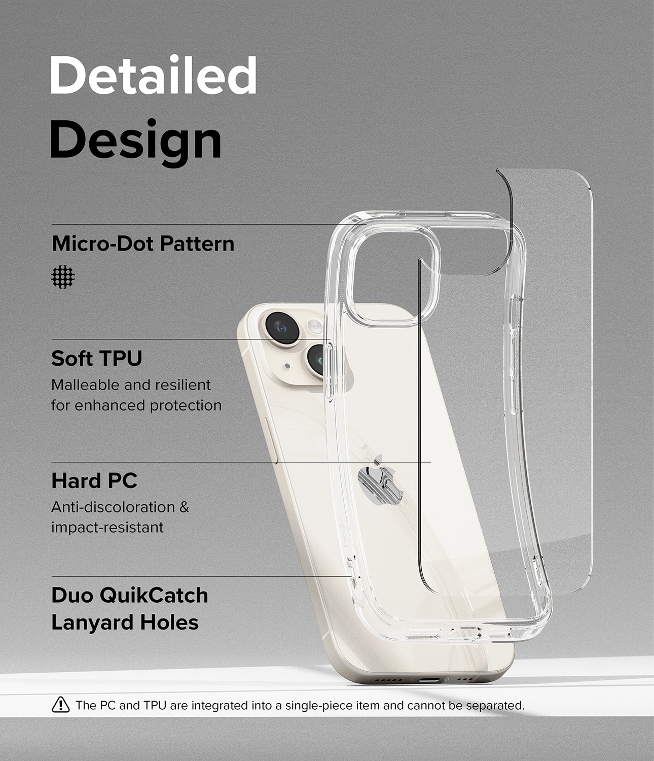 Coque Fusion iPhone 15, Transparent