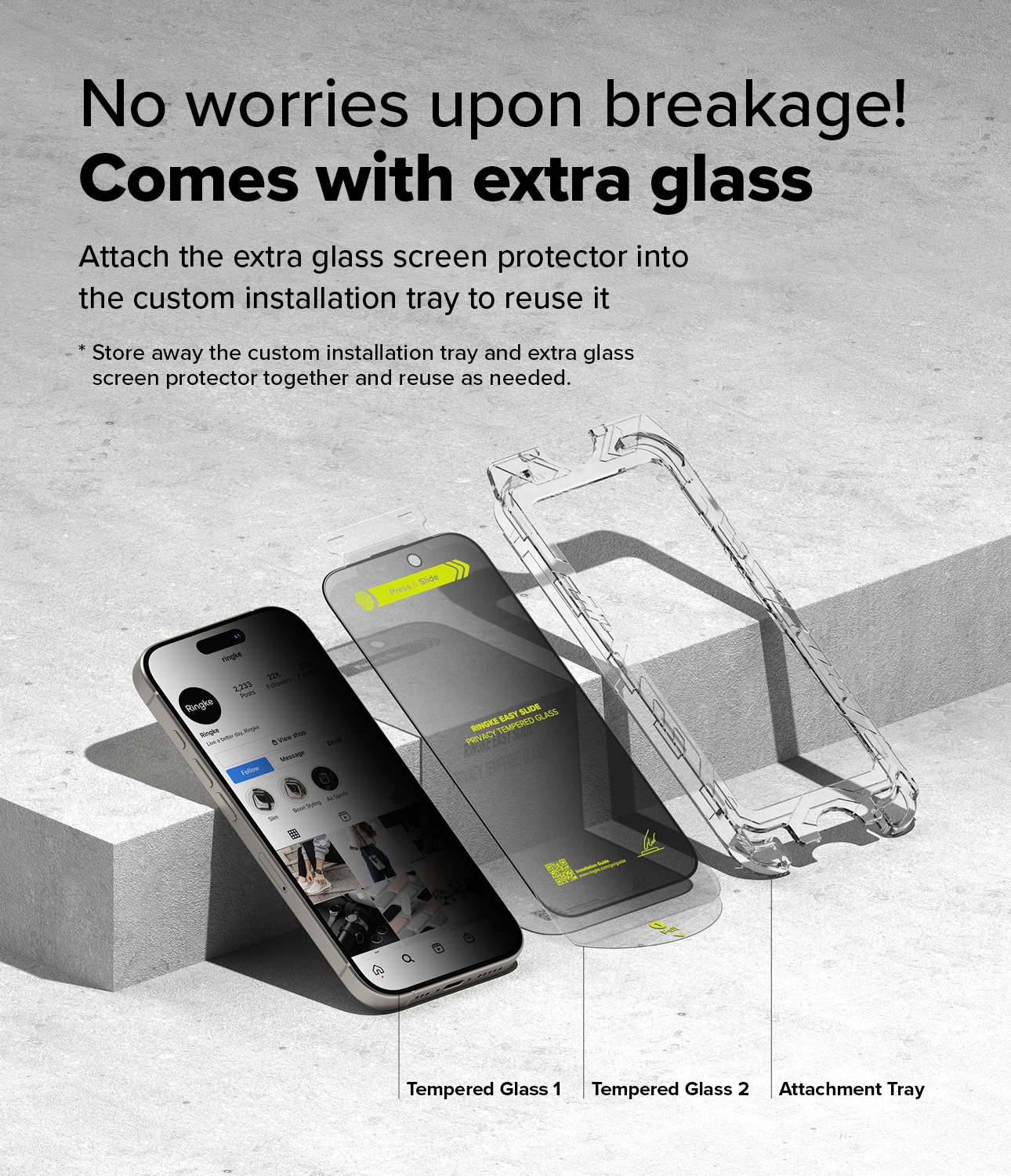Easy Slide Privacy Glass (2 pièces) iPhone 15 Plus