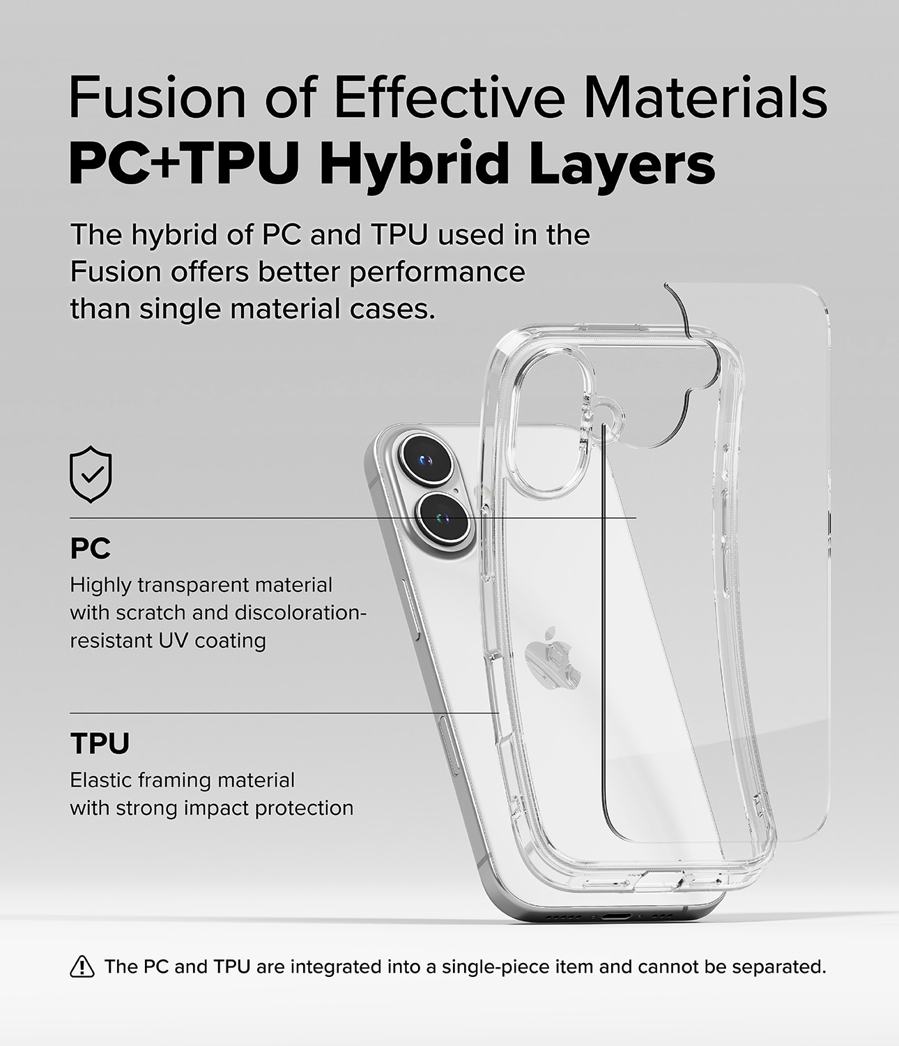 Coque Fusion iPhone 16, Transparent