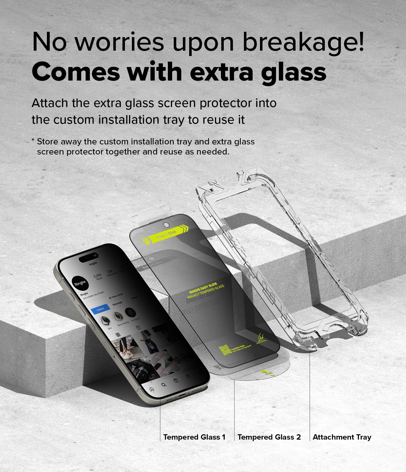 Easy Slide Privacy Glass (2 pièces) iPhone 15