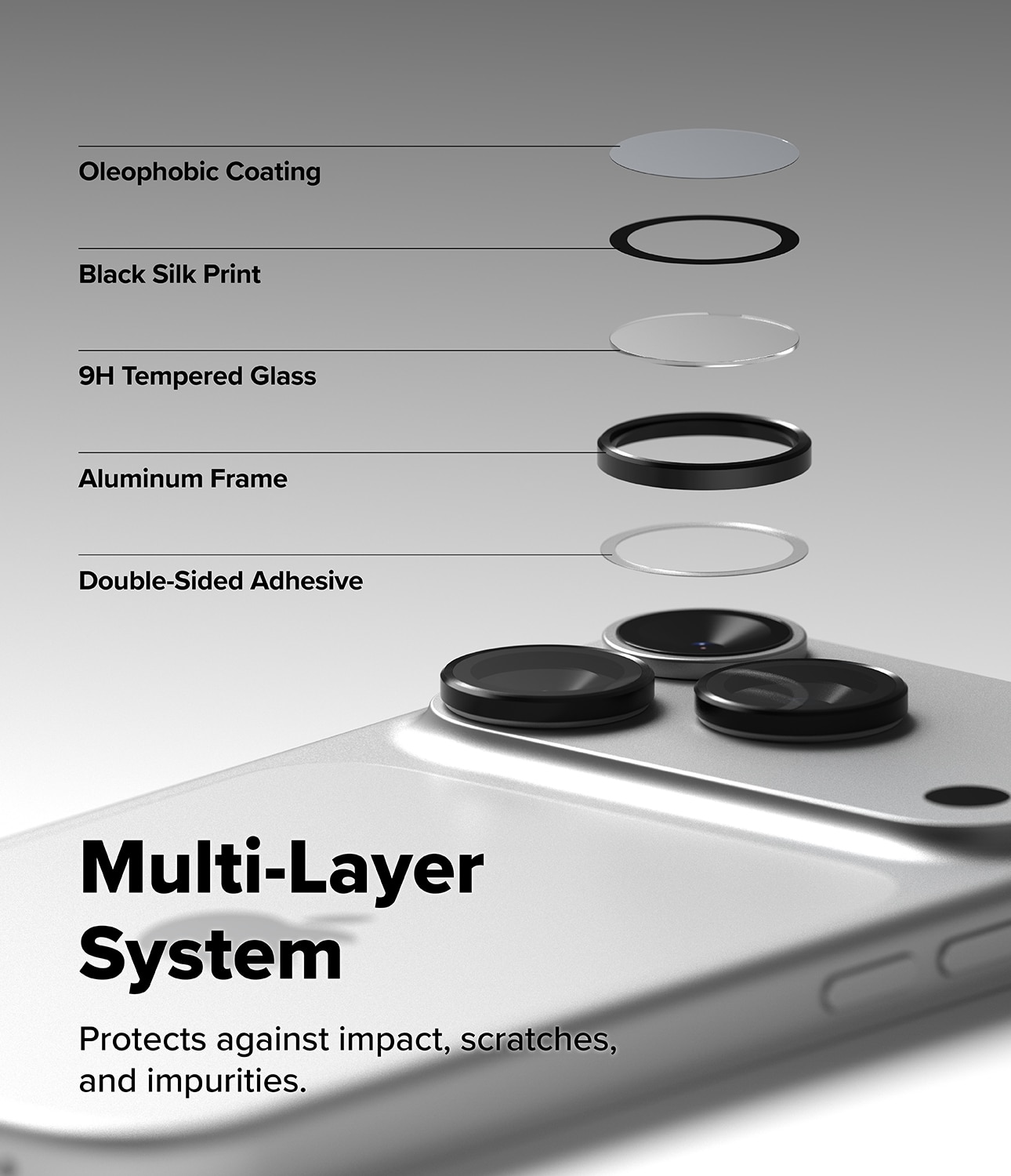 Camera Lens Frame Glass (2 pièces) iPhone 17 Pro Black