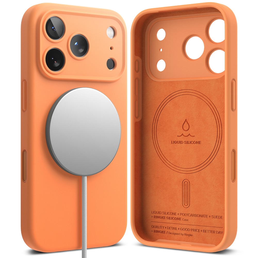 Silicone Magnetic Coque iPhone 17 Pro Max Tangerine