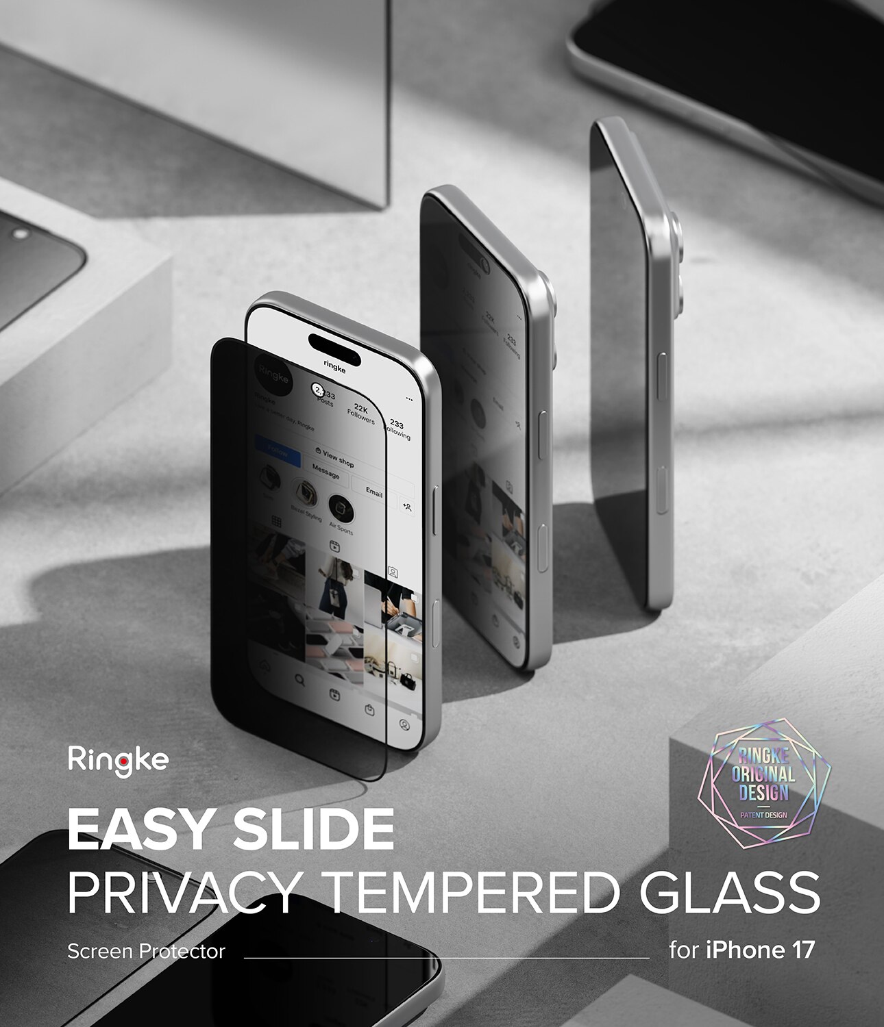 Easy Slide Privacy Glass (2 pièces) iPhone 17