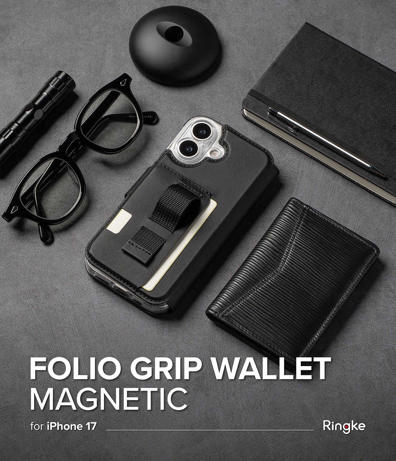 Folio Grip Wallet Magnetic iPhone 17 Black