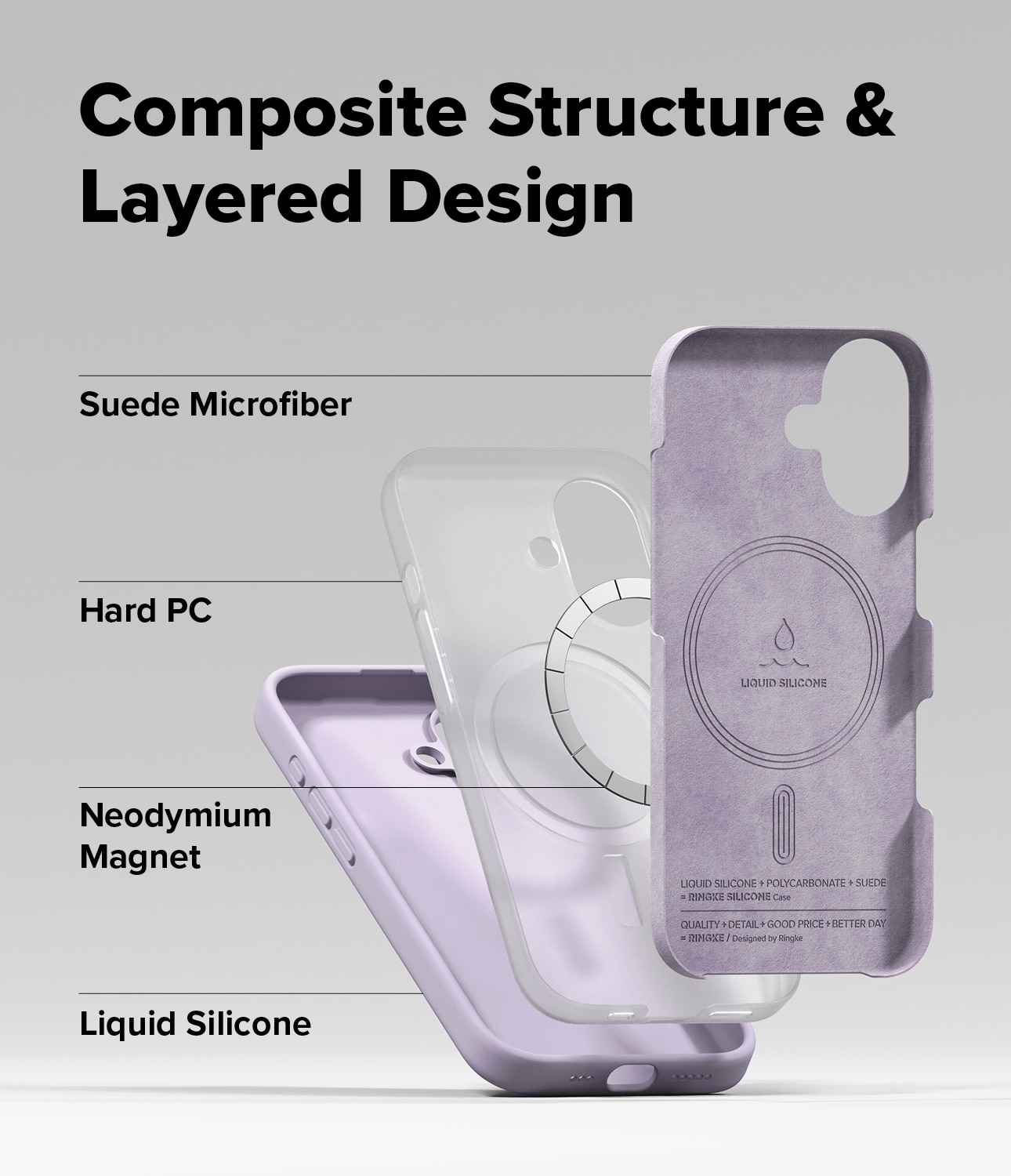 Silicone Magnetic Coque iPhone 17 Light Purple
