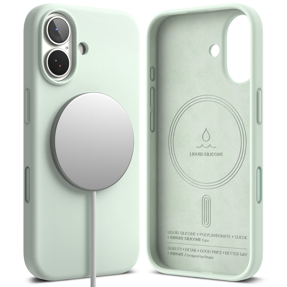 Silicone Magnetic Coque iPhone 17 Soft Mint