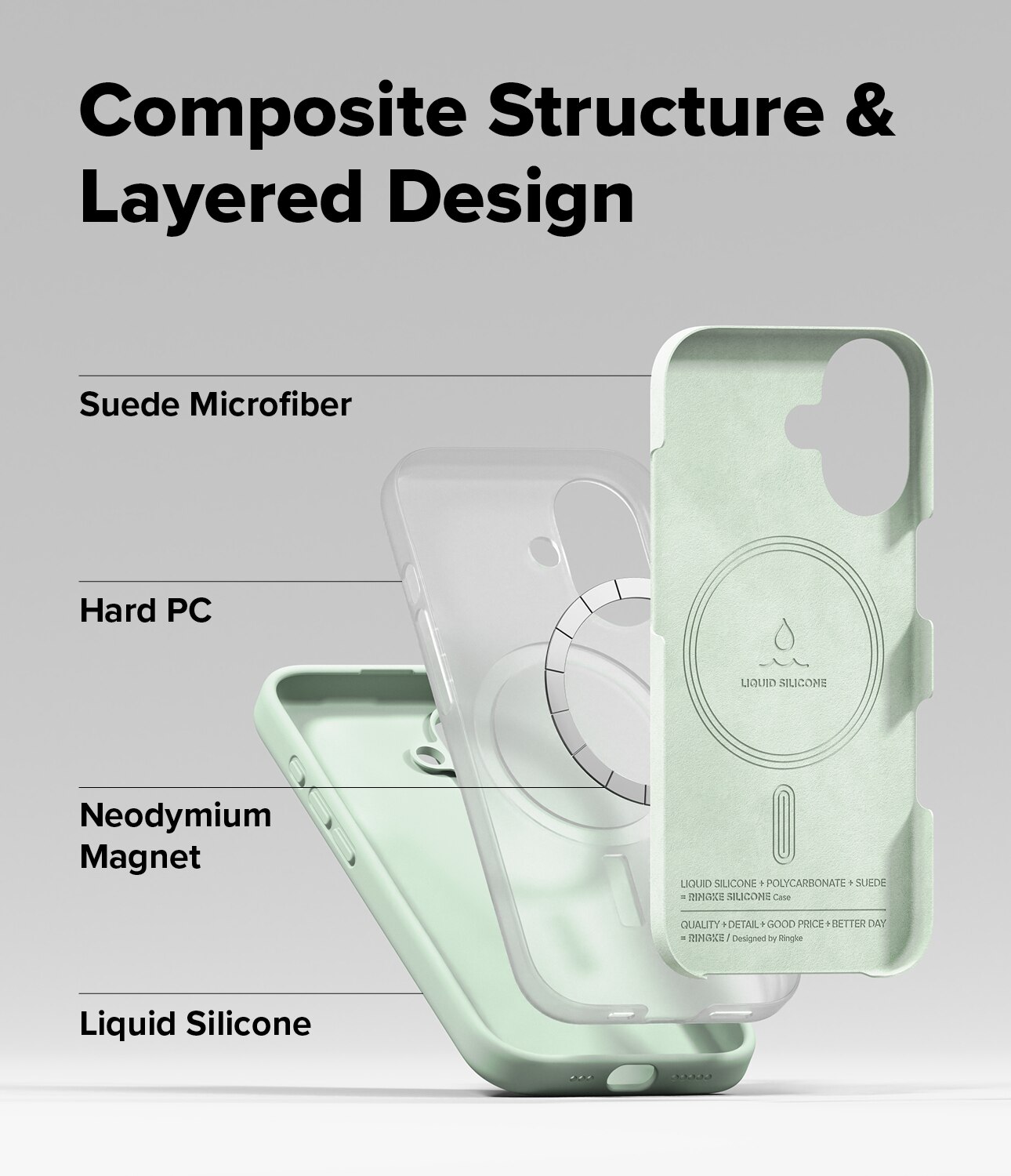 Silicone Magnetic Coque iPhone 17 Soft Mint
