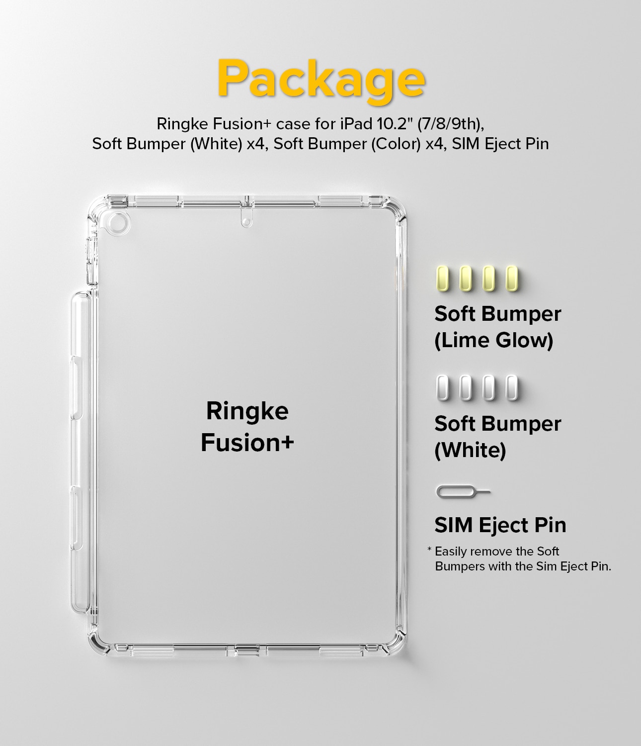 Coque Fusion Plus iPad 10.2 8th Gen (2020), White/Lime Glow