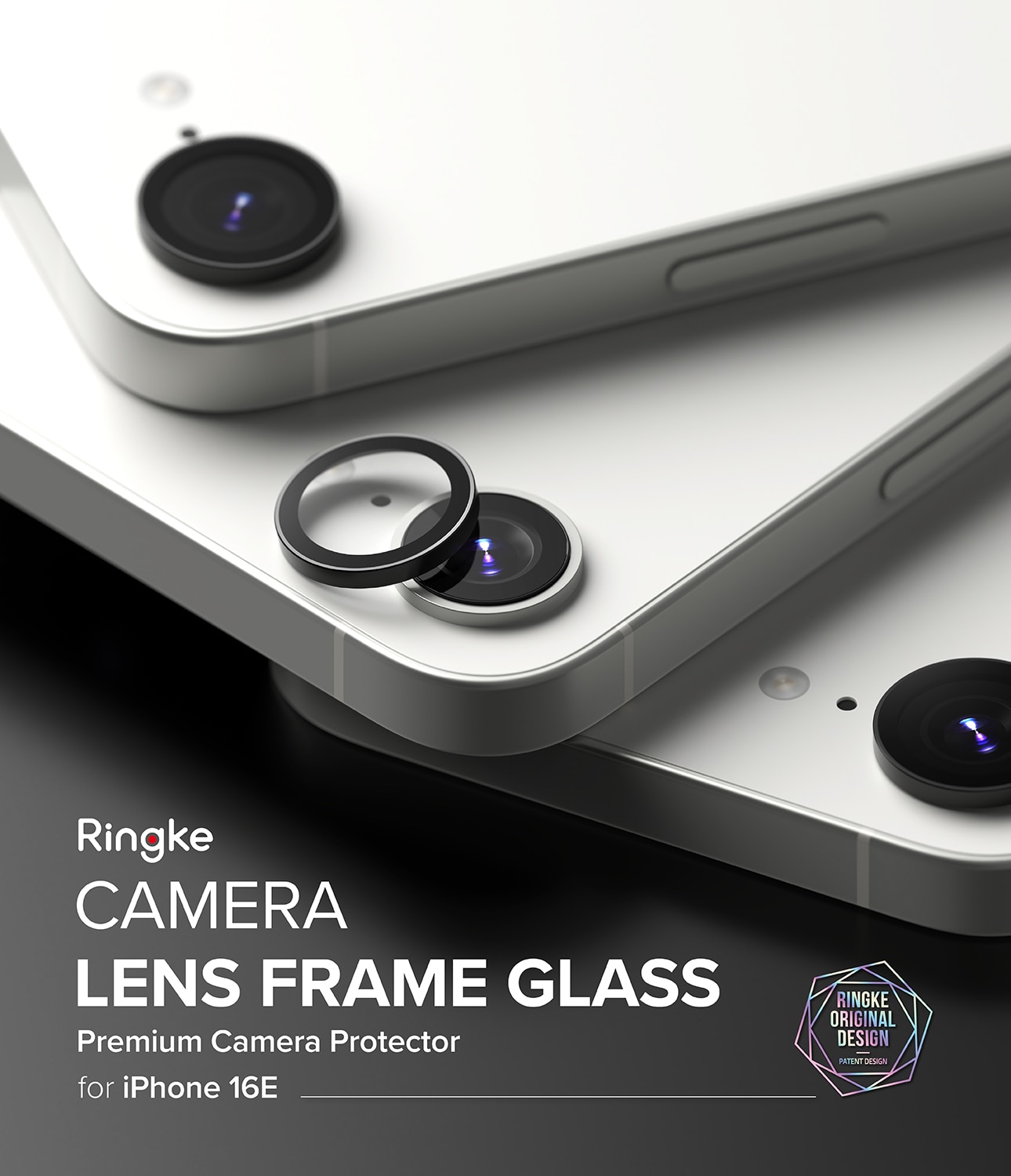 Camera Lens Frame Glass (2 pièces) iPhone 16e Black