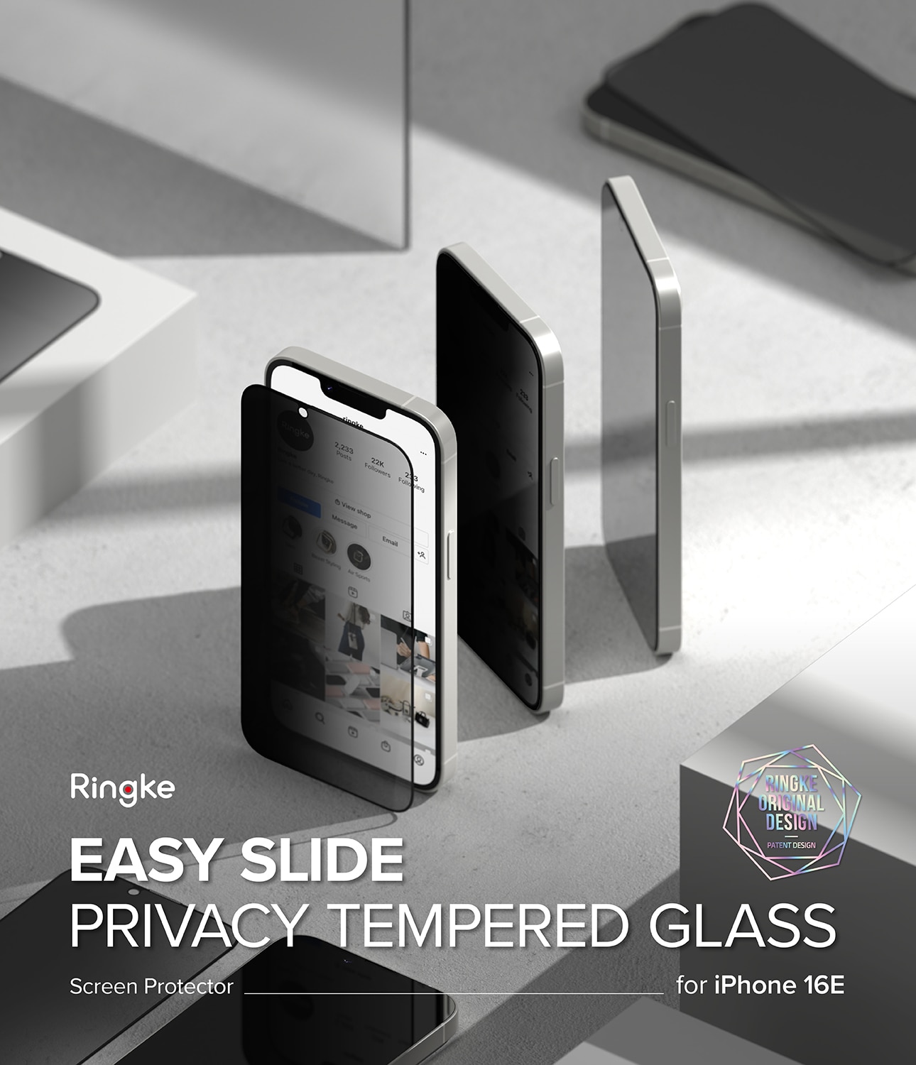 Easy Slide Privacy Glass (2 pièces) iPhone 16e
