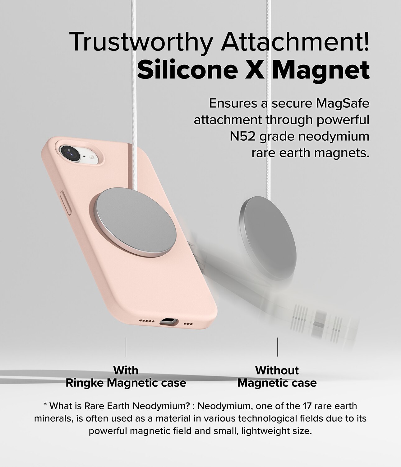 Silicone Magnetic Coque iPhone 16e Pink Sand